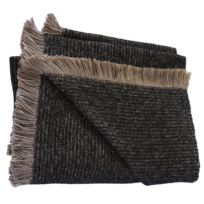 Picture of Mushroom and Black Chenille Two-Tone Throw