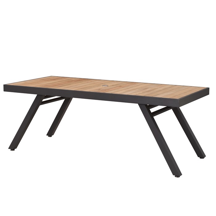 Picture of St Lucia 79 Inch Dining Table with Umbrella Hole in Charcoal
