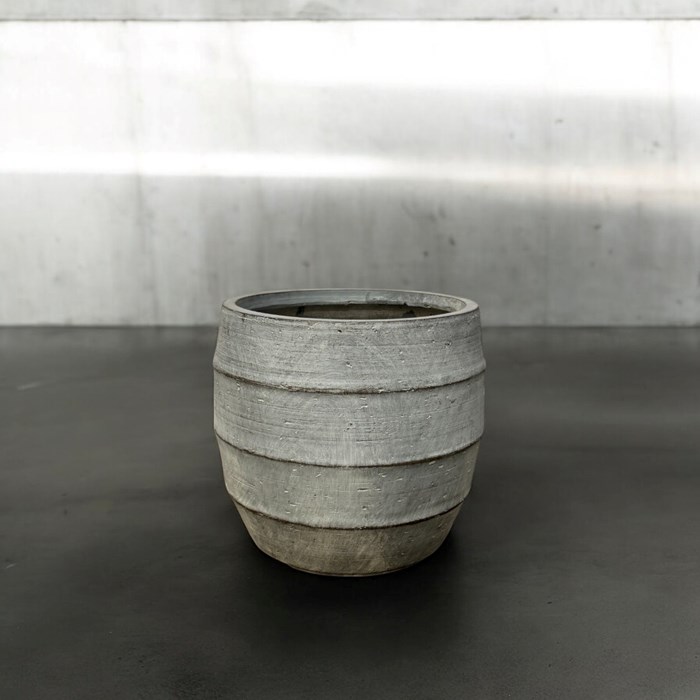 Picture of GeoLite LinedBarrel Planter GreyWash 